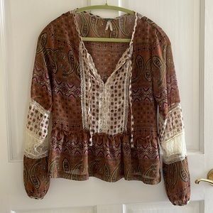 Bohemian long sleeve sheer top
